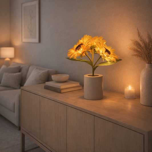 Sunflower LED Night Lamp – Rechargeable Cozy Light